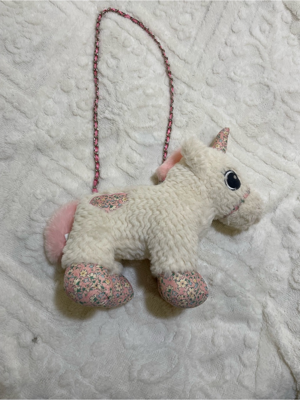 Plush White & Pink Unicorn Kids Coin Purse